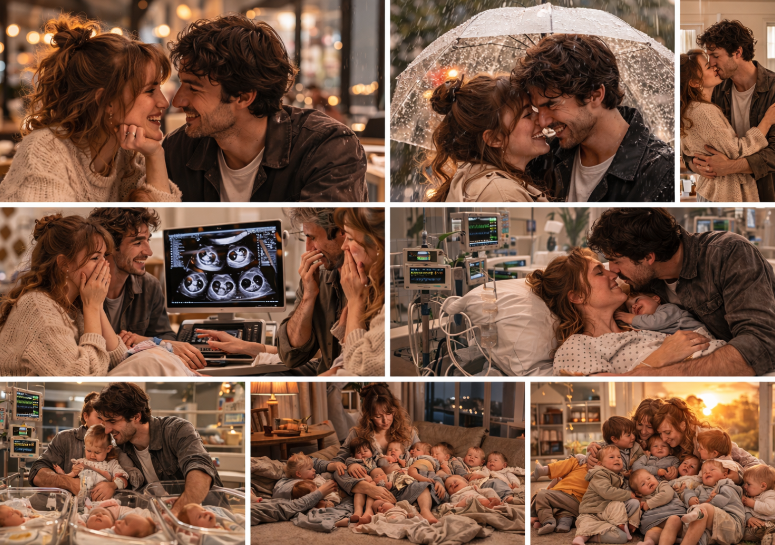 A tired mother surrounded by babies